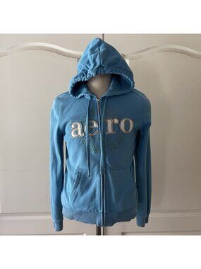 Vintage Y2K Aeropostale Hoodie XL Zip Up Aero 2000s Embroidered Logo